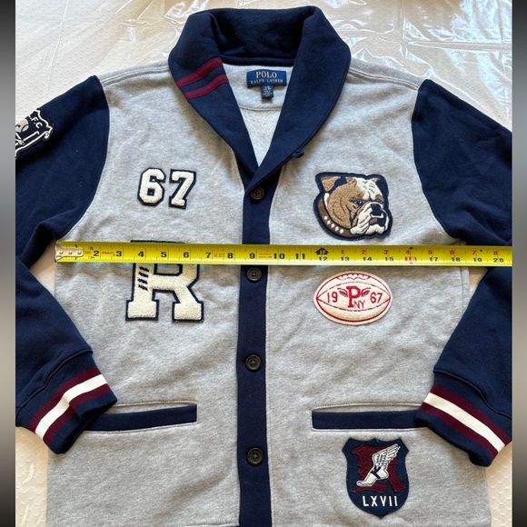 Polo Ralph Lauren Boys L 14-16 PREPPY STYLISH letterman cardigan - Picture 9 of 12